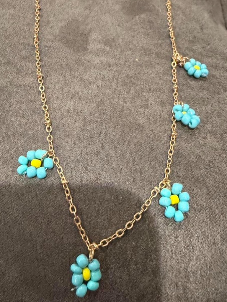 Kohl's Gold-Tone Necklace With Turquoise And Yellow Flower Charms